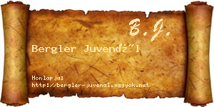 Bergler Juvenál névjegykártya